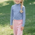 thumbnail image 1 of Piuwrlz Girls Long Sleeve T-Shirt Kids Cotton Shirts Plush Solid Color Round Neck T Shirt Tops Blue Size 180, 1 of 7