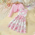 thumbnail image 1 of Piuwrlz Girls Long Sleeved Jacket and Skirt Sets Dress Set Back to School Bow-knot Printed Skirts Suits Pink Size 6 Years, 1 of 9