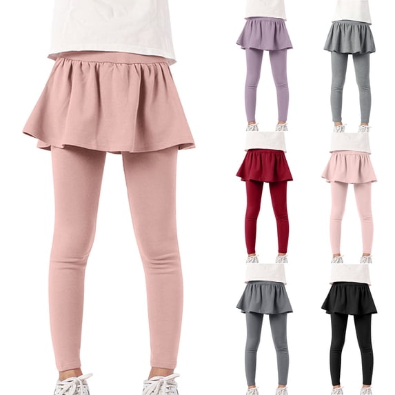 Piuwrlz Girls Plain Skirts Leggings Kids Thin Long Pants Yoga Pant Wine Size 5-6 Years