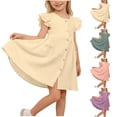thumbnail image 1 of Piuwrlz Girls Play Casual Dresses Girl Summer Dresses Crew Neck Cotton Pleated Skirts Pink Size 6-7Years, 1 of 10