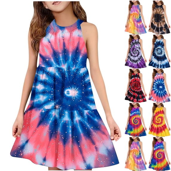Piuwrlz Girls Play Casual Dresses Girl Summer Dresses Suspender Pleated Skirts Red Size 110