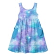 thumbnail image 1 of Piuwrlz Girls Summer Dresses Girl Casual Play Dresses Pocket Crew Neck Pleated Skirts Blue Size 7 Years, 1 of 8