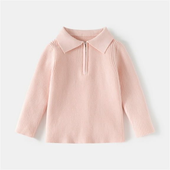 Piuwrlz Girls Winter Knitted Sweaters Teen Sweatershirt Comfortable Lapel Collar Stand-Up Collar Pullover Sweater Pink Size 9 Years