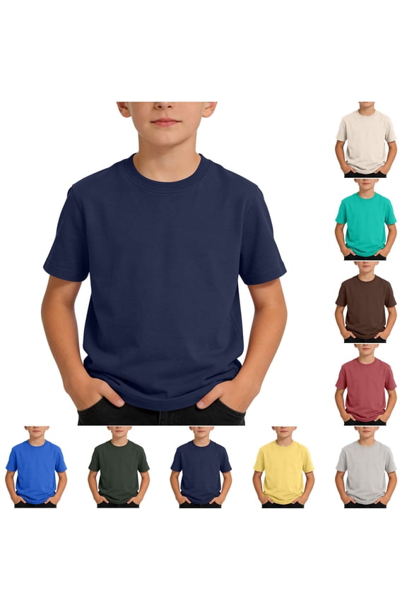 Gray Short Shirts Sleeve Toddler Boys Plain T-Shirts Crew Neck Simplicity Pullover T Shirts Gray Size 5-6 Years