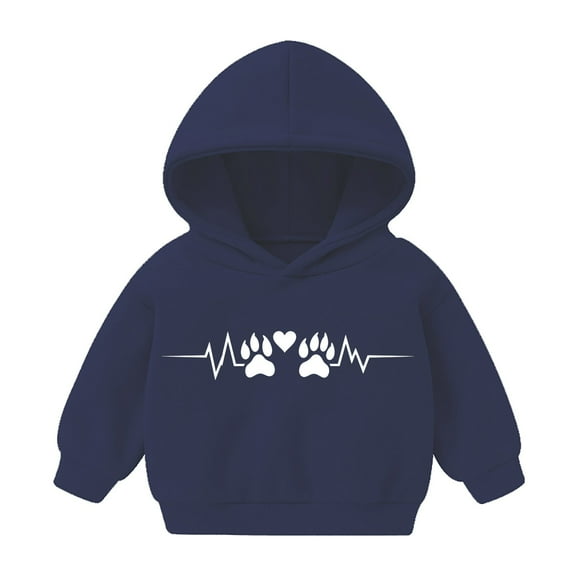 Piuwrlz Hood Sweatshirts Childrens Girls Boys Long Sleeve Printed Hoodies New Hoodie Navy Size 5 Years