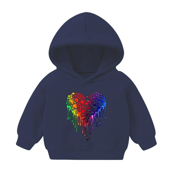 Piuwrlz Hood Sweatshirts Childrens Girls Boys Long Sleeve Printed Hoodies New Hoodie Navy Size 7 Years