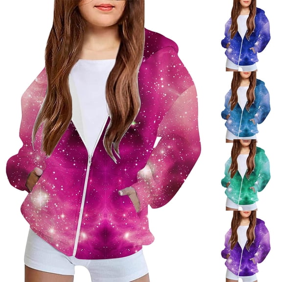 Piuwrlz Hooded Jackets Children's Girls Lightweight Jacket Winter for Girl Sweatshirt Navy Size 7 Years