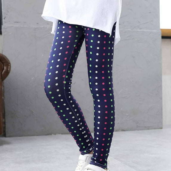 Piuwrlz Kid Girls Tough Leggings Printed Plush Elasticity Single Piece Leggings Navy Size 5-6 Years