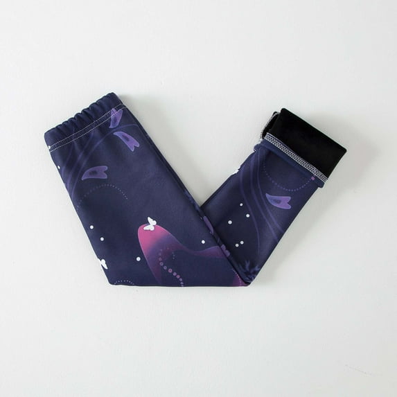 Piuwrlz Kid Girls Tough Leggings Printed Plush Elasticity Single Piece Leggings Purple Size 5-6 Years