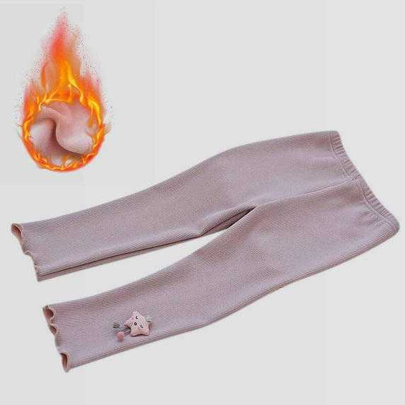 Piuwrlz Kid Girls Tough Leggings Solid Color Plush Elasticity Single Piece Leggings Purple Size 2-3 Years