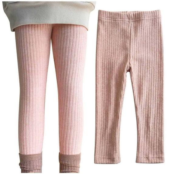 Piuwrlz Kid Girls Tough Leggings Solid Color Plush Single Piece Leggings Pink Size 3-4 Years