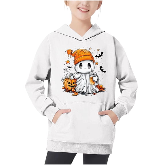 Piuwrlz Kid Hood Halloween Hoodies Girls Pattern Hat Sweatshirts Long Sleeve Pullover Multicolor Size 4-5 T