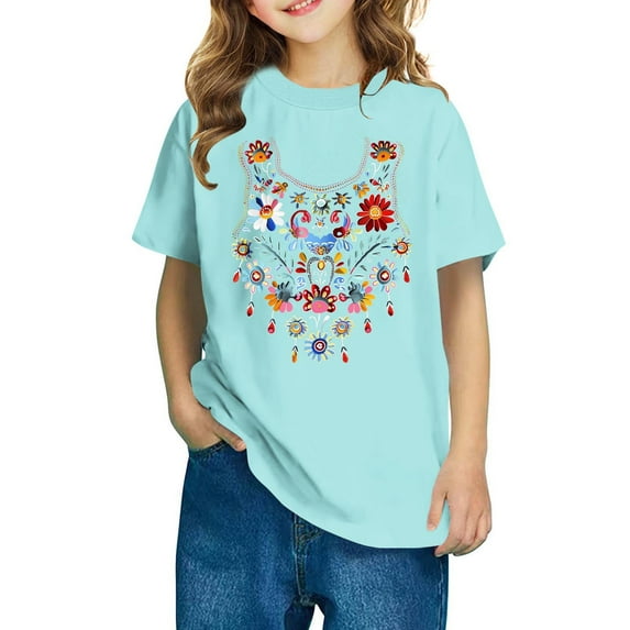 Piuwrlz Kid Short Sleeve Sweatshirt Girls T-Shirts Blue Size 9 Years