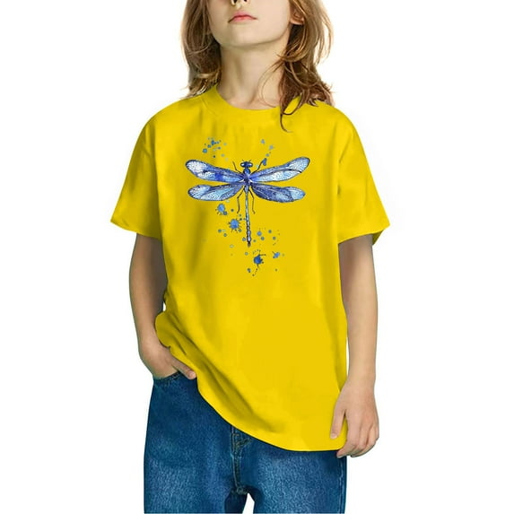 Piuwrlz Kid Short Sleeve Sweatshirt Girls T-Shirts Fashionable Printed Cotton T Shirt Top Yellow Size 4 Years