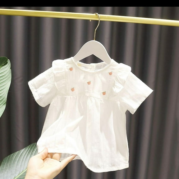 Piuwrlz Kid Short Sleeve Sweatshirt Girls T-Shirts Fashionable Printed Round Neck Blouses Cotton T Shirt Top White Size 3 Years