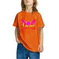 thumbnail image 1 of Piuwrlz Kid Short Sleeve Sweatshirt Girls T-Shirts Printed Loose Round Neck Blouses T Shirt Top Orange Size 7 Years, 1 of 4