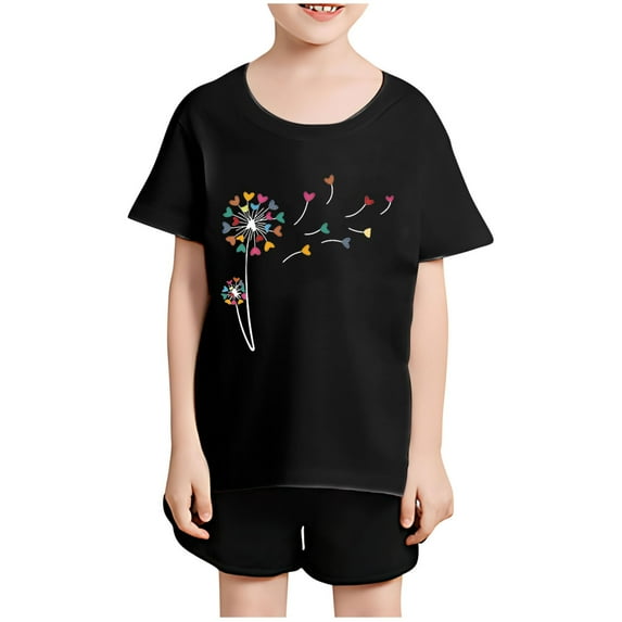 Piuwrlz Kid Short Sleeve Sweatshirt Girls T-Shirts Solid Color Round Neck Cotton T Shirt Top Black Size 2 Years