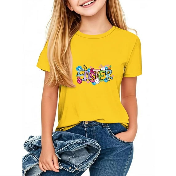Piuwrlz Kid Short Sleeve Sweatshirt Girls T-Shirts Yellow Size 11 Years