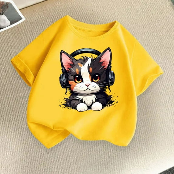 Piuwrlz Kid Short Sleeve Sweatshirt Girls T-Shirts Yellow Size 150