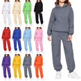 thumbnail image 1 of Piuwrlz Kids 2-Piece Hoodies Outfits Sets,Girls Cotton Sweatshirt Pants Fashion Set Dark Gray Size 13-14 Years, 1 of 9