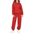 thumbnail image 1 of Piuwrlz Kids 2-Piece Hoodies Outfits Sets,Girls Cotton Sweatshirt Pants Fashion Set Red Size 5-6 Years, 1 of 8