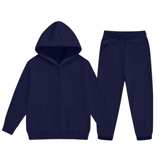 Piuwrlz Kids 2-Piece Hoodies Outfits Sets,Girls Zipper Cotton Sweatshirt Pants Fashion Set Blue Size 5-6 Years