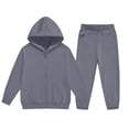 thumbnail image 1 of Piuwrlz Kids 2-Piece Hoodies Outfits Sets,Girls Zipper Cotton Sweatshirt Pants Fashion Set Gray Size 11-12 Years, 1 of 6