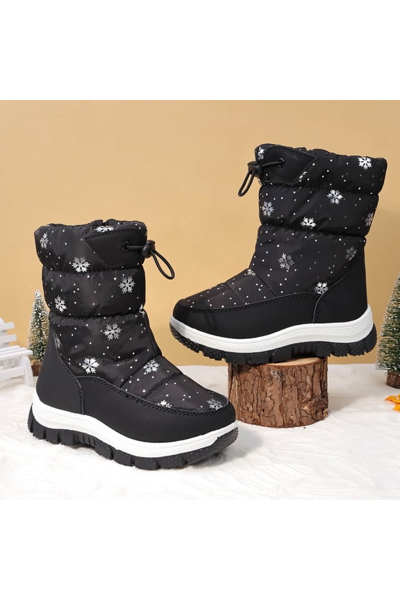 Kids Boots Black Girls Snow boots Winter Shoes Black Size 5-5.5Years