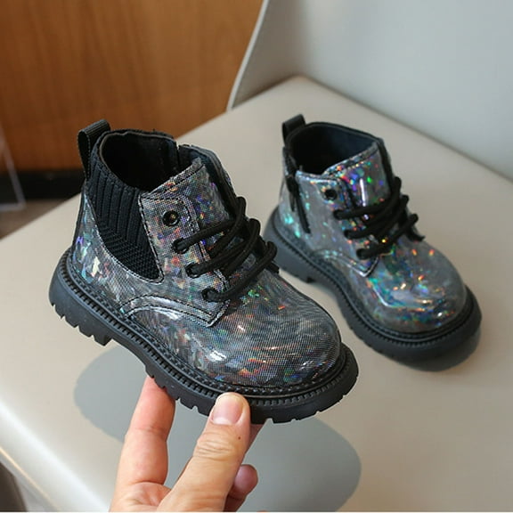 Piuwrlz Kids Boots Black Girls Winter Shoes Black Size 27