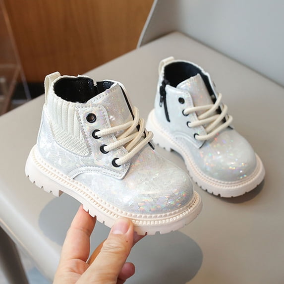 Piuwrlz Kids Boots White Girls Winter Shoes White Size 23