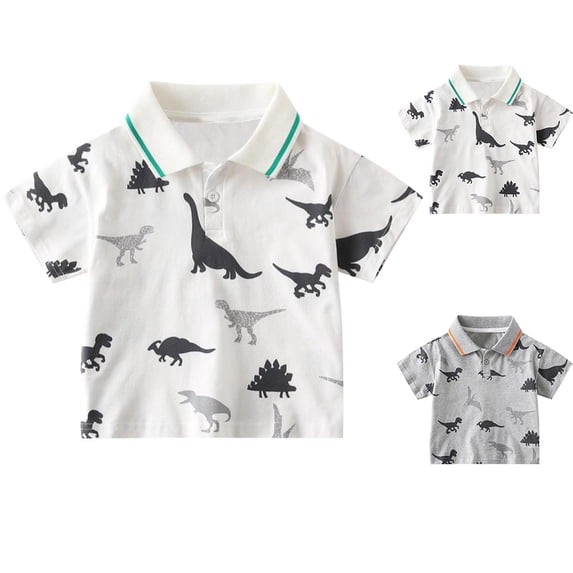Piuwrlz Kids Button polo T-Shirt 2 Years Boys Summer polo Shirts New Lapel Collar Shirt School Uniform T Shirt Gray Size 2 Years