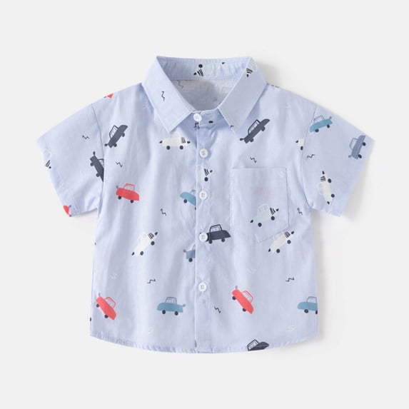 Piuwrlz Kids Button polo T-Shirt 4 Years Boys Summer polo Shirts Loose Lapel Collar Shirt School Uniform T Shirt Blue Size 4 Years