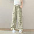 thumbnail image 1 of Piuwrlz Kids Cargo Sweatpants Girls Boys Long Pants Loose Army Green Size 15 Years, 1 of 6