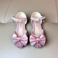 thumbnail image 1 of Piuwrlz Kids Glitter Crystal Sandals Girls Versatile Closed Toe Shoes Bow Lace-Up Dress Shoes Pink Size 4 Years, 1 of 4