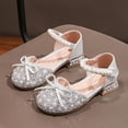 thumbnail image 1 of Piuwrlz Kids Glitter Crystal Sandals Girls Versatile Closed Toe Shoes Lace-Up Dress Flats Silver Size 10 Years, 1 of 9