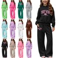 thumbnail image 1 of Piuwrlz Kids Hoodies Outfits Sets,Girls Cotton Sweatshirt Pants Fashion Set Black Size 11-12 Years, 1 of 6