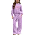 thumbnail image 1 of Piuwrlz Kids Hoodies Outfits Sets,Girls Cotton Sweatshirt Pants Fashion Set Purple Size 13-14 Years, 1 of 5