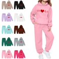 thumbnail image 1 of Piuwrlz Kids Hoodies Outfits Sets,Girls Heart Pattern Sweatshirt Pants Fashion Set Pink Size 7-8 Years, 1 of 6