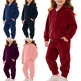 thumbnail image 1 of Piuwrlz Kids Hoodies Outfits Sets,Girls Velvet Sweatshirt Pants Fashion Set Red Size 7 Years, 1 of 9