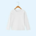 thumbnail image 1 of Piuwrlz Kids Long Sleeve Shirts Girls T-Shirts Comfortable Solid Color Round Neck T Shirt Tops White Size 10 Years, 1 of 5