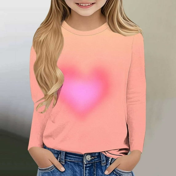 Piuwrlz Kids Long Sleeve Shirts Girls T-Shirts Fashionable Printed Round Neck T Shirt Tops Multicolor Size 160