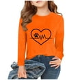 thumbnail image 1 of Piuwrlz Kids Long Sleeve Shirts Girls T-Shirts New Printed Round Neck T Shirt Tops Orange Size 3-4 Years, 1 of 4