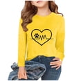 thumbnail image 1 of Piuwrlz Kids Long Sleeve Shirts Girls T-Shirts New Printed Round Neck T Shirt Tops Yellow Size 12-13 Years, 1 of 4