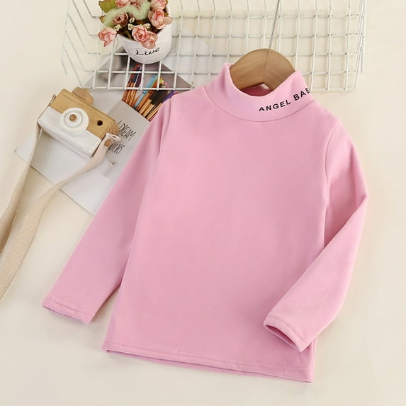 Piuwrlz Kids Long Sleeve Shirts Girls T-Shirts Solid Color Round Neck Simplicity T Shirt Tops Pink Size 5 Years