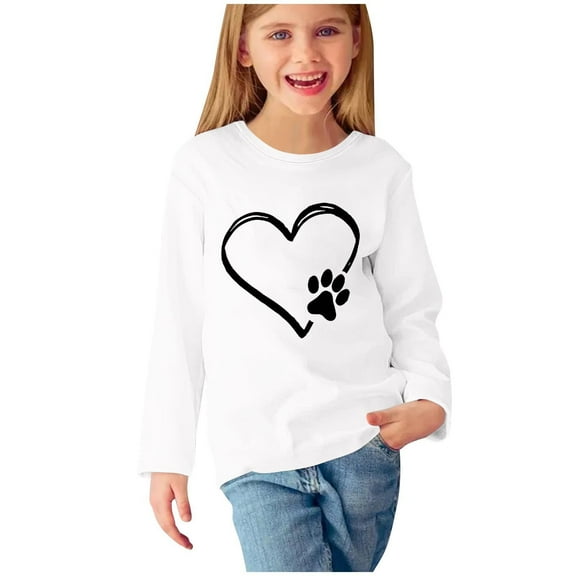 Piuwrlz Kids Long Sleeve Shirts Girls T-Shirts T Shirt Tops White Size 9 Years
