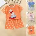 thumbnail image 1 of Piuwrlz Kids Outfit Set for Girls Summer Short Sets Printed T-Shirt and Shorts Set Blue Size 6-9 Months, 1 of 5