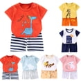 thumbnail image 1 of Piuwrlz Kids Outfit Set for Girls Summer Short Sets Printed T-Shirt and Shorts Set Hot Pink Size 12Months, 1 of 2