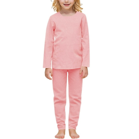 Piuwrlz Kids Pajamas Set Girls Pants and Shirt 2PC Plush Cowl Neck Nightwear Pink Size 6-7Years
