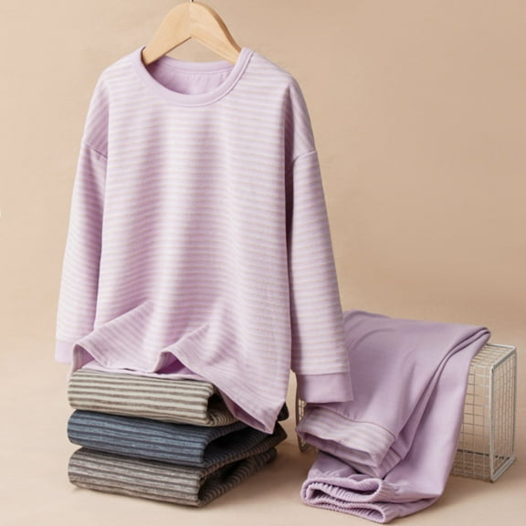 Piuwrlz Kids Pajamas Set Girls Pants and Shirt 2PC Plush Cowl Neck Stripe Nightwear Pink Size 15 Years