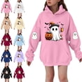 thumbnail image 1 of Piuwrlz Kids Pattern Hat Hoodies for Girls Halloween Hood Sweatshirts Long Sleeve Pullover Black Size 7-8Years, 1 of 5